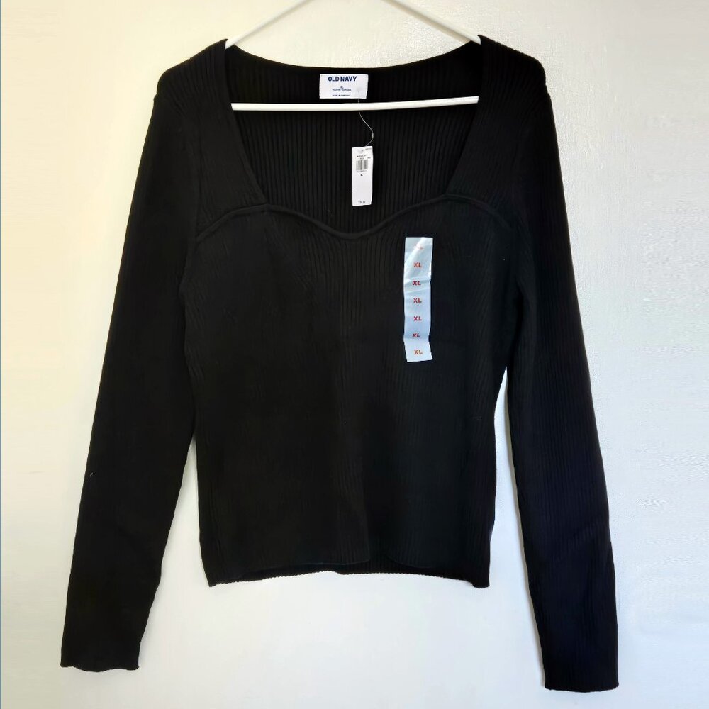 Old Navy Black Ribbed Sweetheart Neck Top - NWT